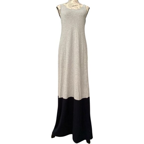 Vince Colorblock Gray Navy Scoop Neck Maxi Dress in Size Medium - Picture 2 of 10